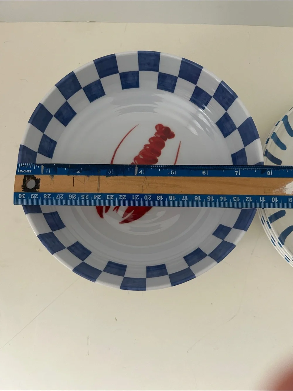 4 NEW Blue & White Lobster Pasta Bowls Melamine  - Red Lobster Motif